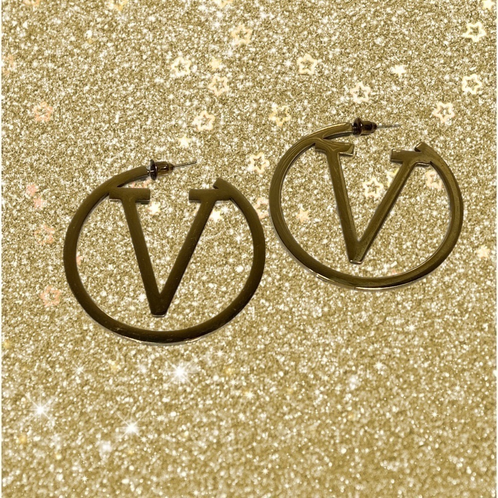 V Letter Earrings